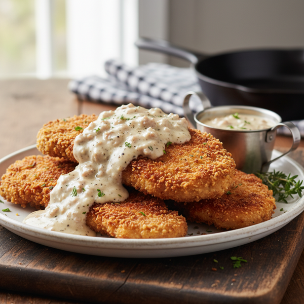 Crispy Pork Cutlets with Savory Country Gravy recipe