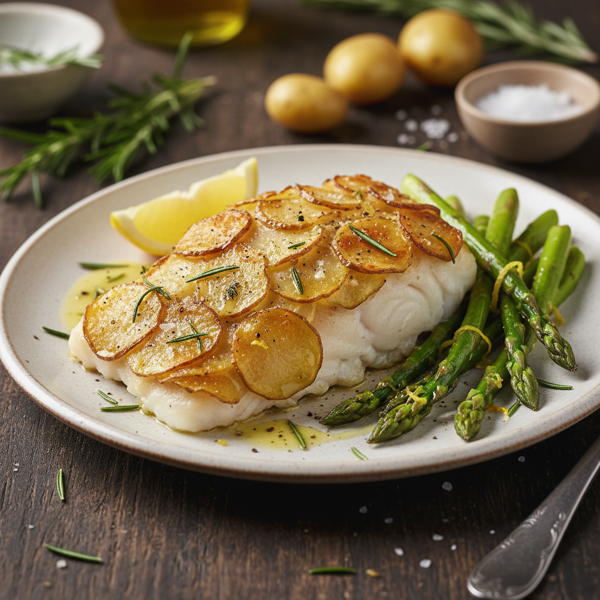 Crispy Potato-Rosemary Crusted Cod with Asparagus recipe