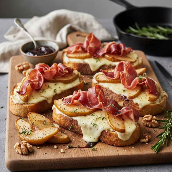 Crispy Prosciutto and Broiled Pear Melts recipe