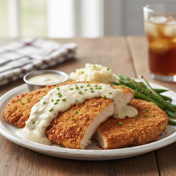 Crispy Ranch Chicken Fried Steak with Savory Country Gravy recipe
