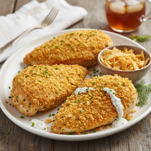 Crispy Ranch Potato Chip Chicken Breasts recipe