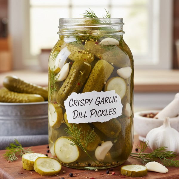 Crispy Refrigerator Garlic Dill Pickles recipe