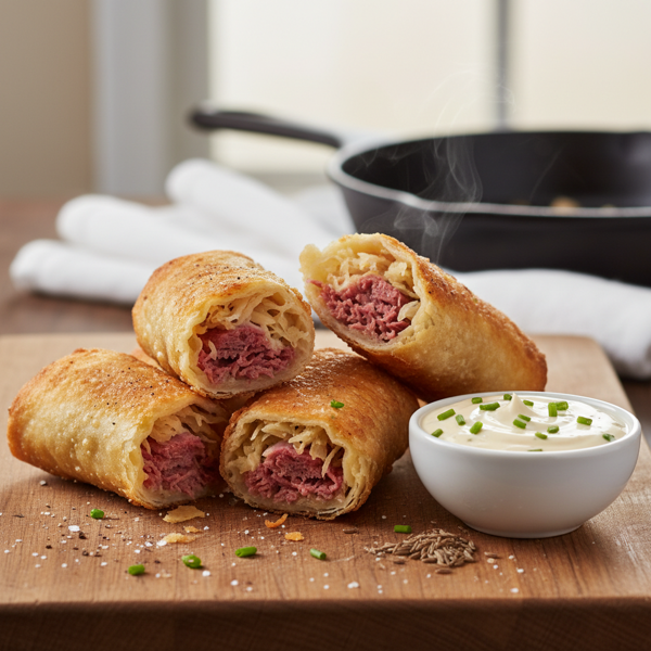 Crispy Reuben Egg Rolls recipe