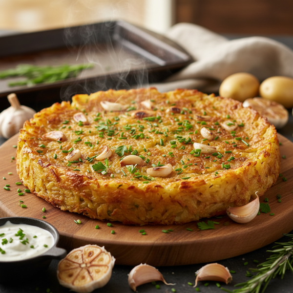 Crispy Roasted Garlic Potato Kugel recipe