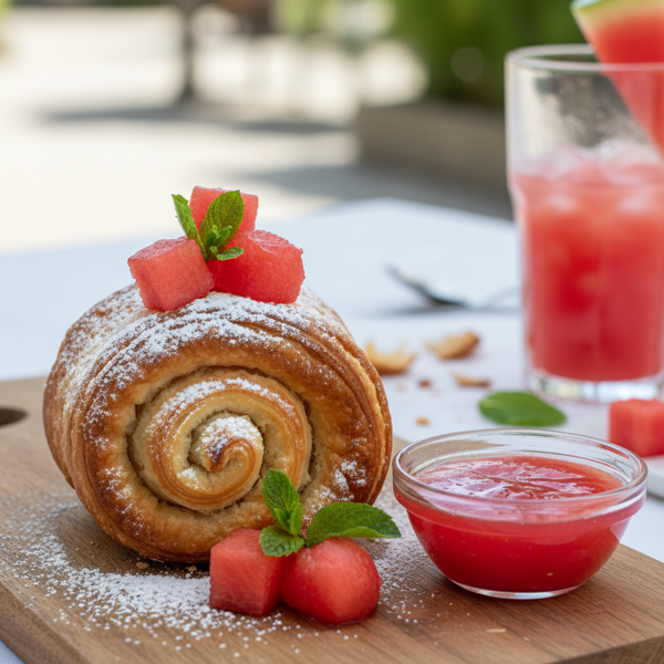 Crispy Roll Kuchen with Watermelon Delight recipe