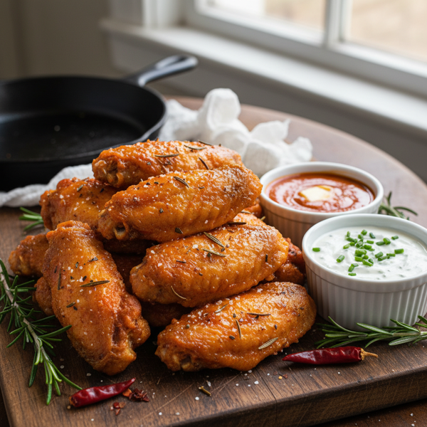 Crispy Rosemary Infused Buffalo Chicken Wings recipe
