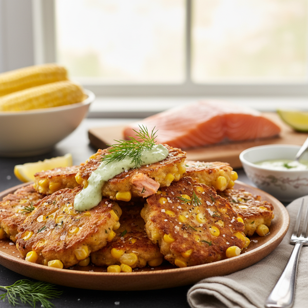 Crispy Salmon and Sweet Corn Fritters recipe