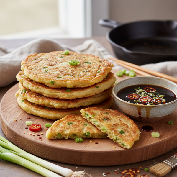 Crispy Scallion Pancakes with Dipping Sauce recipe