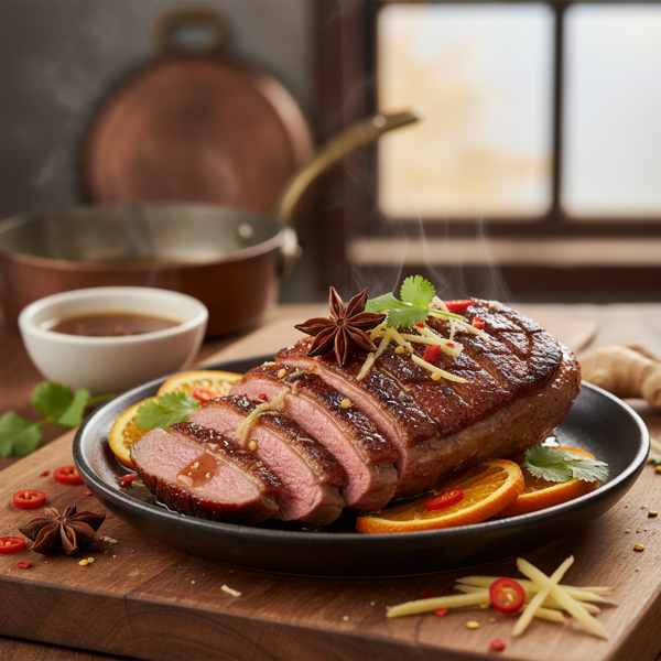 Crispy Seared Duck Breast with Spicy Ginger-Honey Glaze recipe