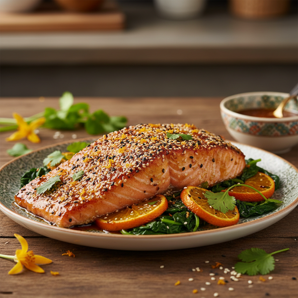 Crispy Sesame-Orange Glazed Salmon recipe