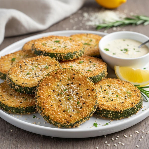 Crispy Sesame Parmesan Zucchini Medallions recipe