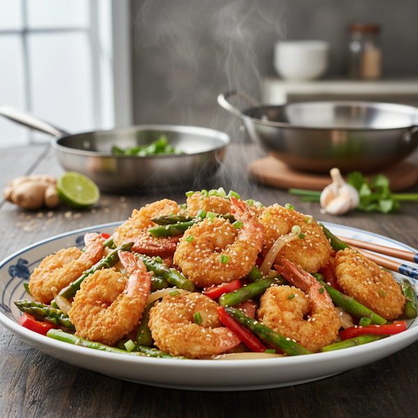Crispy Shrimp & Asparagus Stir-Fry recipe