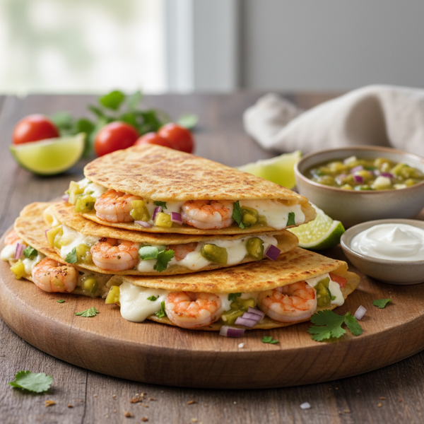 Crispy Shrimp and Tomatillo Quesadillas recipe