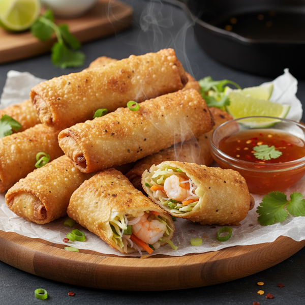 Crispy Shrimp and Veggie Egg Rolls recipe