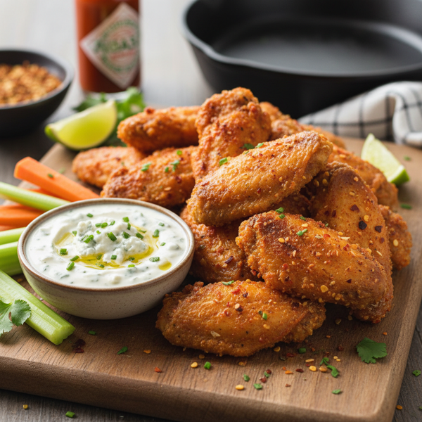 Crispy Southwestern Buffalo Wings with Blue Cheese Dip recipe