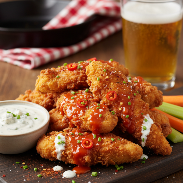 Crispy Spicy Buffalo Chicken Tenders recipe