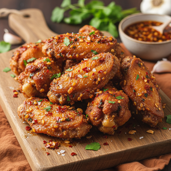Crispy Spicy Garlic Chicken Wings recipe