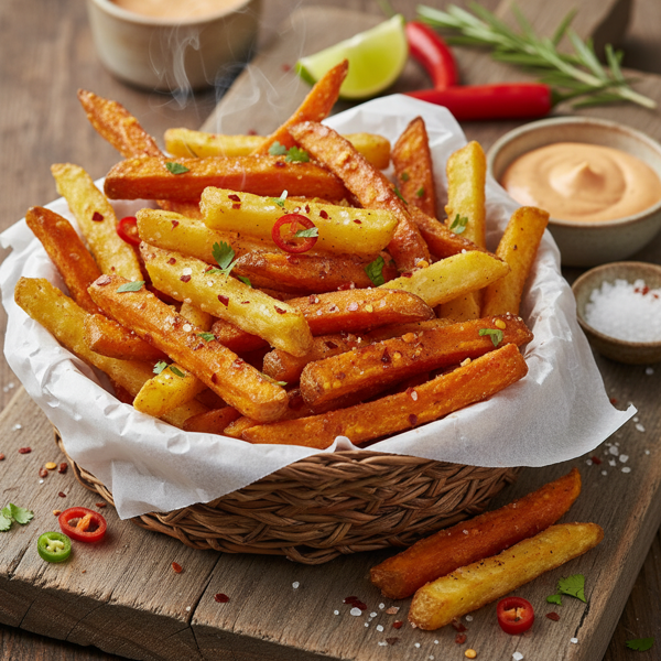 Crispy Spicy Sweet & Regular Potato Fries recipe