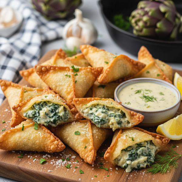 Crispy Spinach Artichoke Wontons recipe