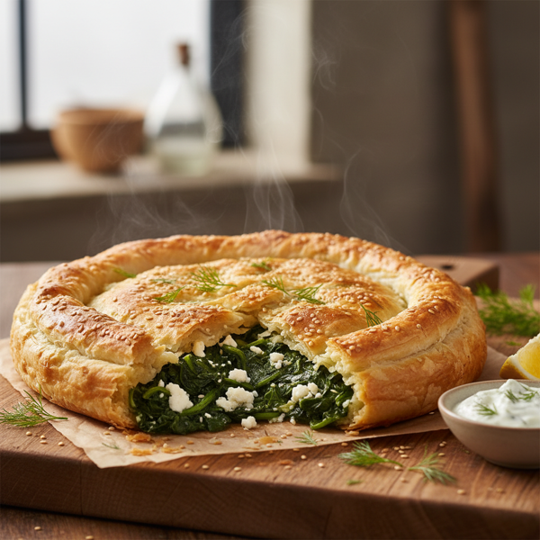 Crispy Spinach and Feta Phyllo Pie recipe
