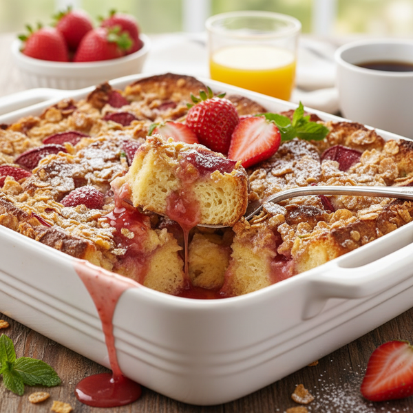 Crispy Strawberry-Golden French Toast Bake recipe
