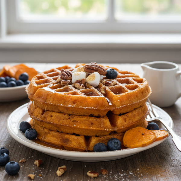 Crispy Sweet Potato Delight Waffles recipe