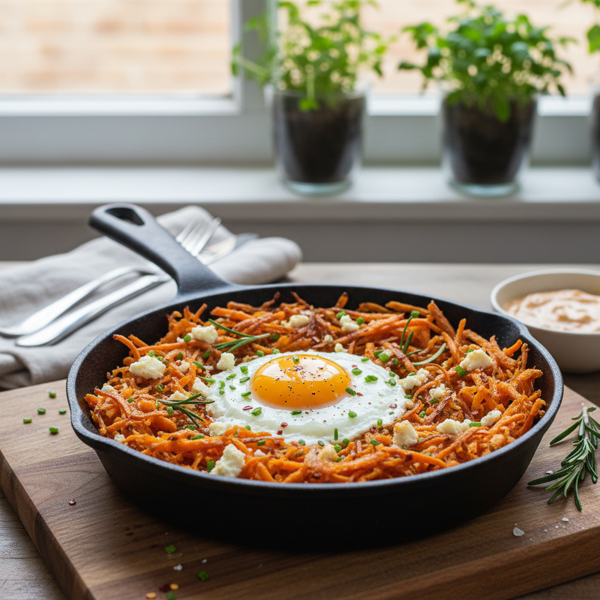 Crispy Sweet Potato and Feta Hash recipe