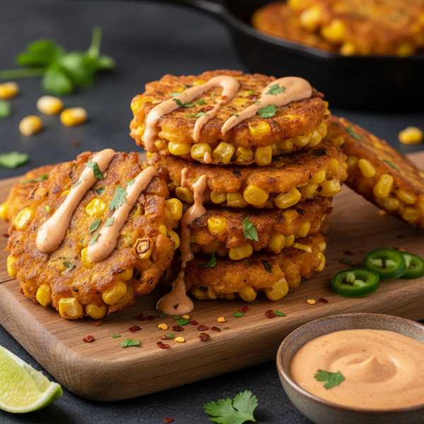 Crispy Sweetcorn Fritters with Spicy Kick recipe