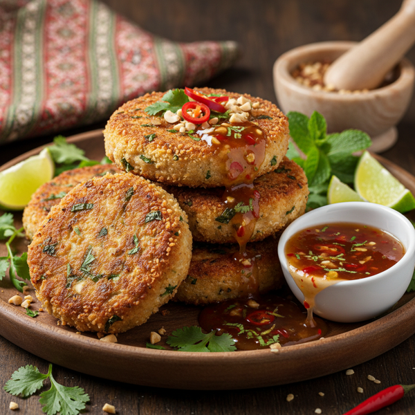 Crispy Thai Chicken Patties with Zesty Sweet Chili Sauce recipe