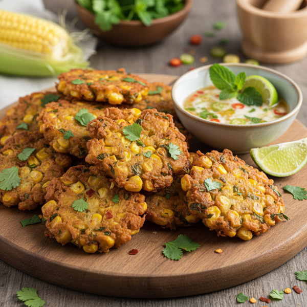 Crispy Thai Corn Fritters with Zesty Dipping Sauce recipe