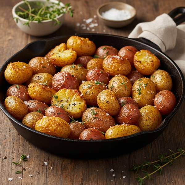 Crispy Thyme-Infused Roasted New Potatoes recipe
