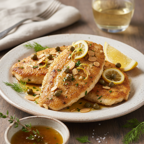 Crispy Tilapia with Lemony Caper-Almond Sauce recipe