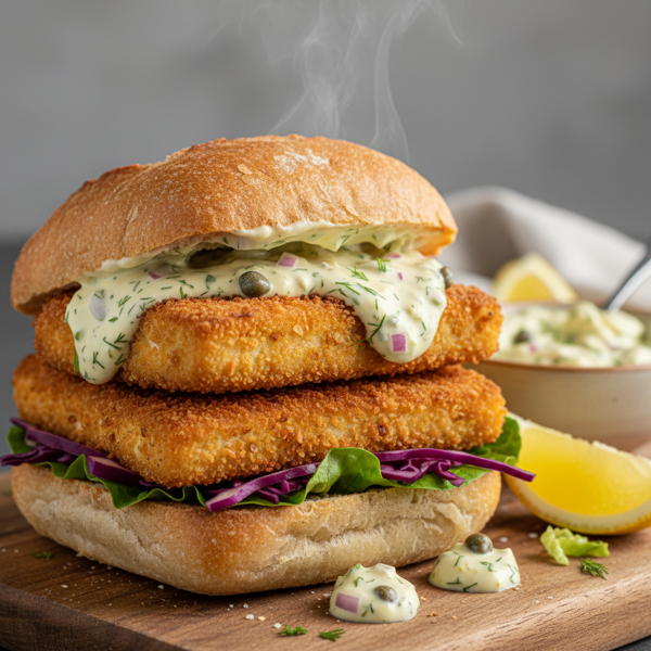 Crispy Tofu Sandwich with Zesty Tartar Sauce recipe