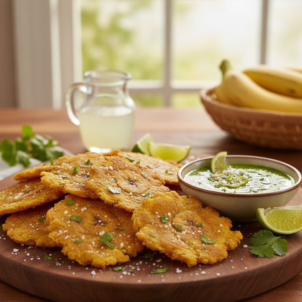Crispy Tostones with Zesty Mojo Dip recipe