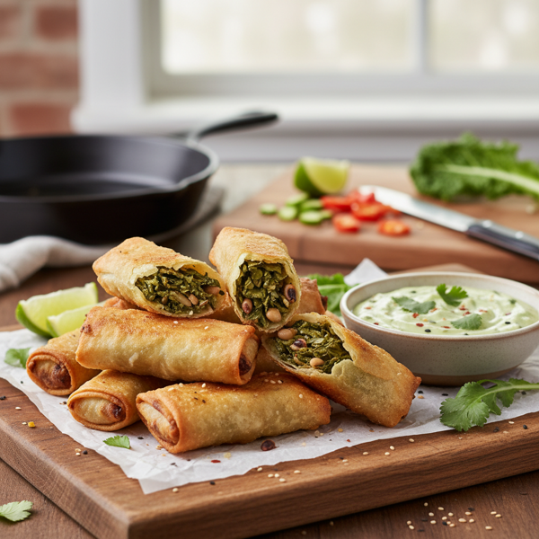 Crispy Vegan Collard Greens Spring Rolls recipe