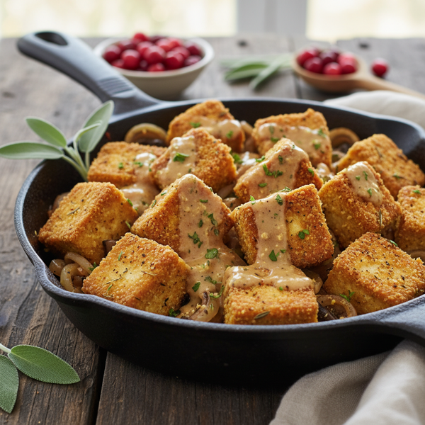 Crispy Vegan Tofu Skillet with Creamy Gravy recipe