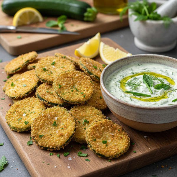 Crispy Zucchini Chips with Herb Dip recipe