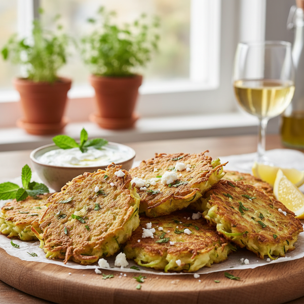 Crispy Zucchini Fritters with Feta and Mint recipe