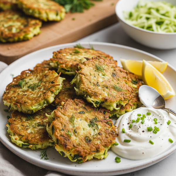 Crispy Zucchini Fritters with Sour Cream recipe