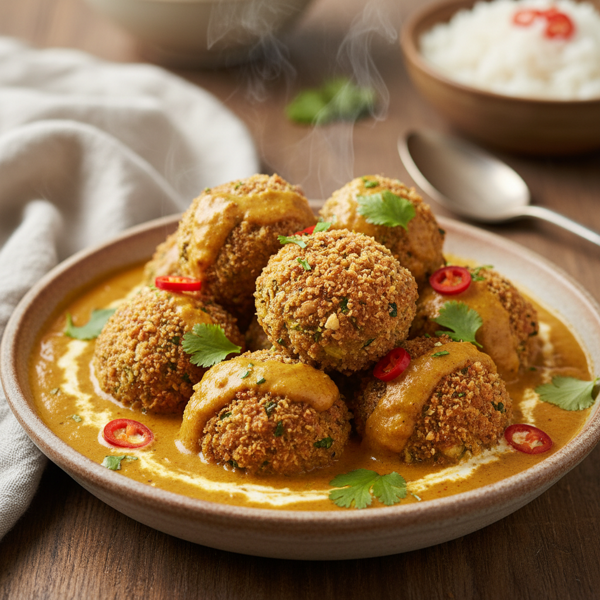Crispy Zucchini 'Meatballs' in Creamy Curry Sauce recipe