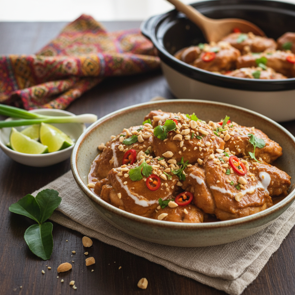 Crock Pot Thai Peanut Chicken Thighs recipe