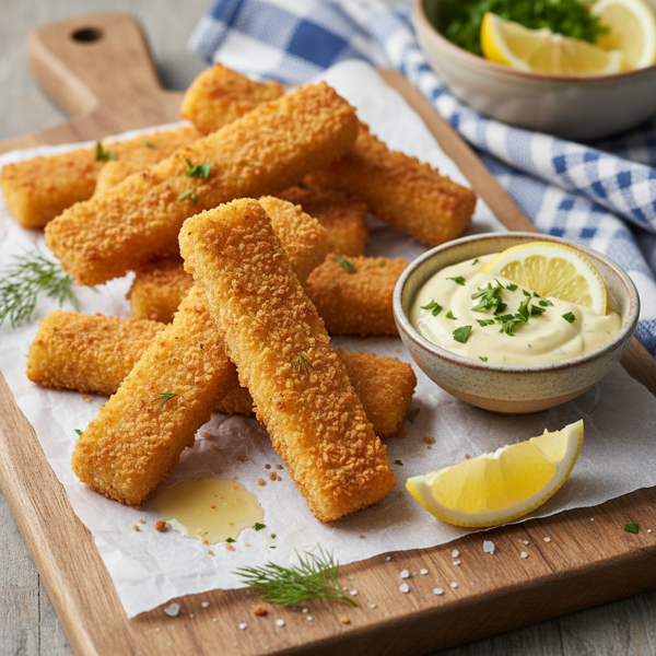 Crunchy Baked Fish Sticks with Lemon Aioli recipe