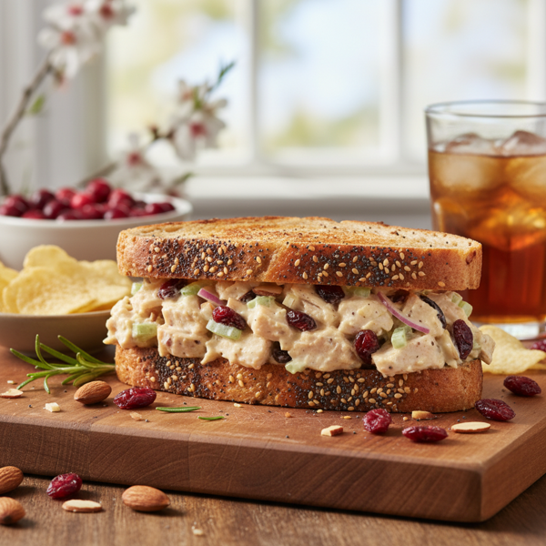 Crunchy Cranberry Almond Chicken Salad Sandwich recipe