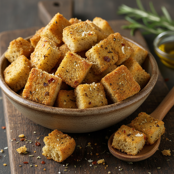 Crunchy Microwave Croutons recipe