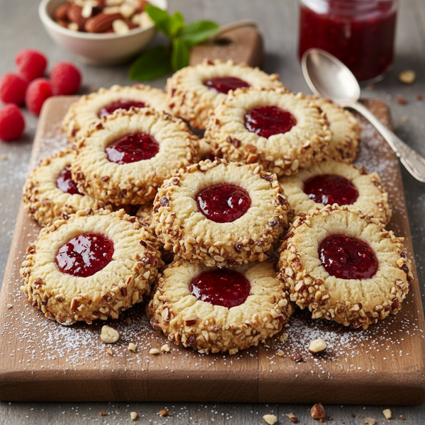 Crunchy Nutty Raspberry Thumbprint Delights recipe