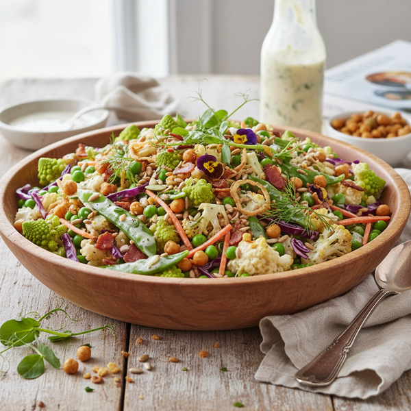 Crunchy Pea and Cauliflower Ranch Salad recipe