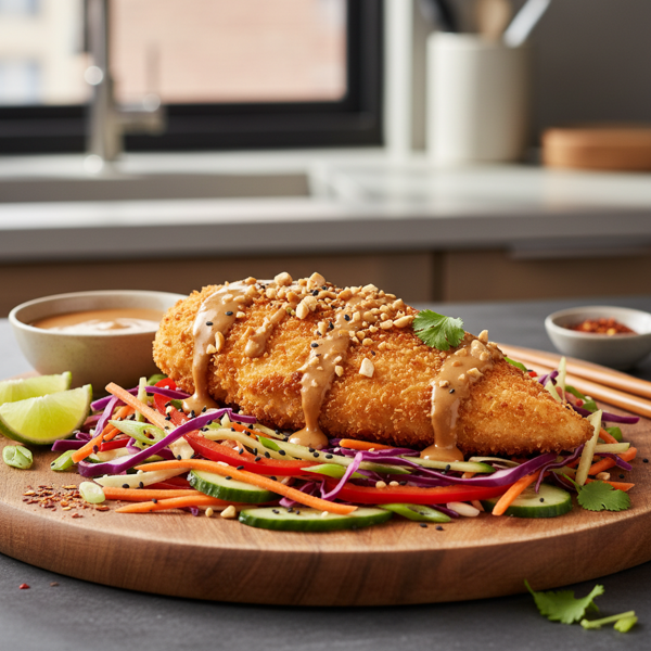 Crunchy Peanut Chicken and Asian Slaw Delight recipe