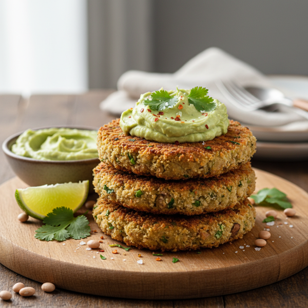 Crunchy Pinto Bean Patties with Creamy Avocado Spread recipe