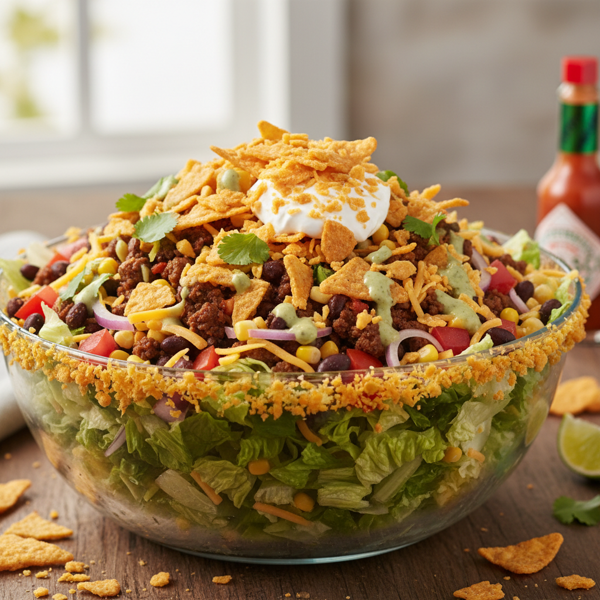 Crunchy Taco Salad with Dorito Twist recipe