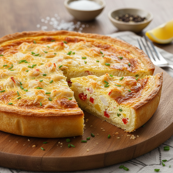 Crustless Crab & Cheddar Quiche Delight recipe